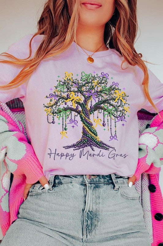 Happy Mardi Gras Tree Graphic Tee