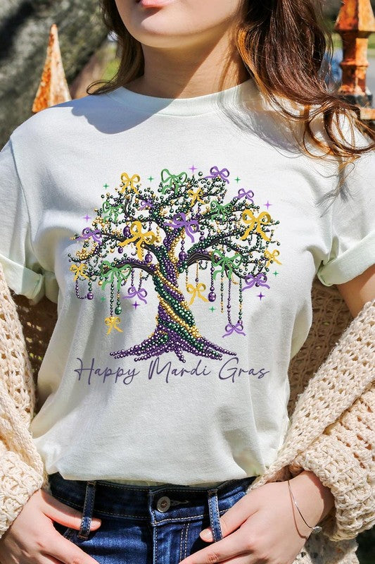 Happy Mardi Gras Tree Graphic Tee