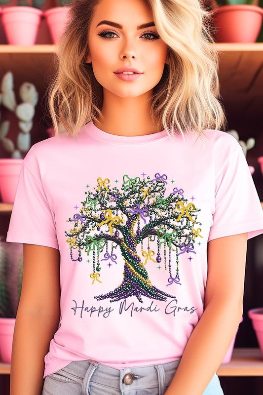 Happy Mardi Gras Tree Graphic Tee