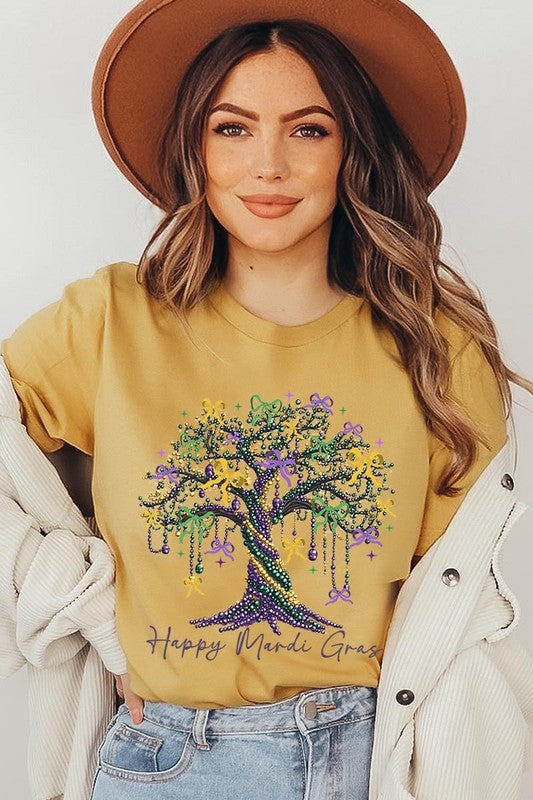 Happy Mardi Gras Tree Graphic Tee