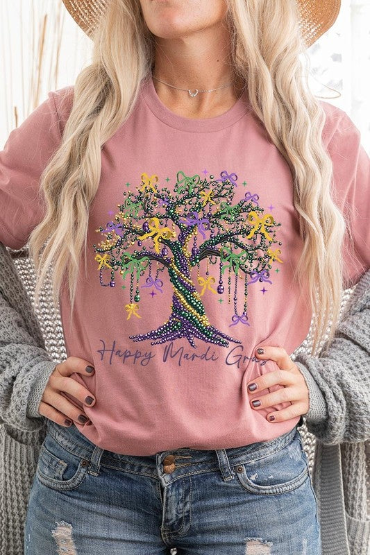 Happy Mardi Gras Tree Graphic Tee