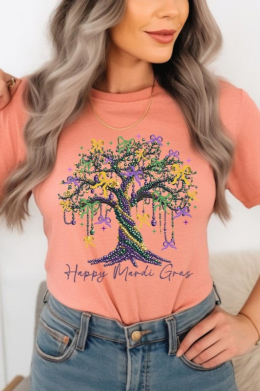 Happy Mardi Gras Tree Graphic Tee