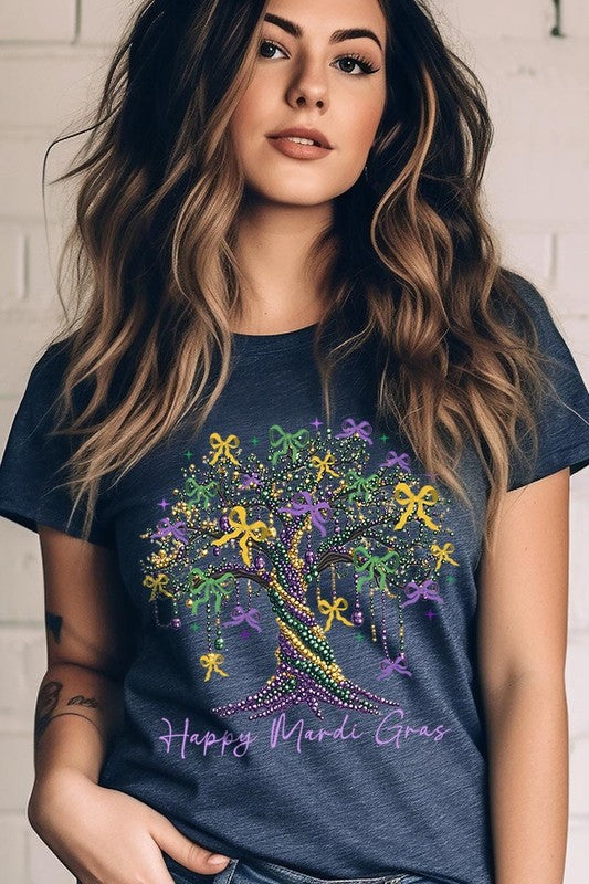 Happy Mardi Gras Tree Graphic Tee