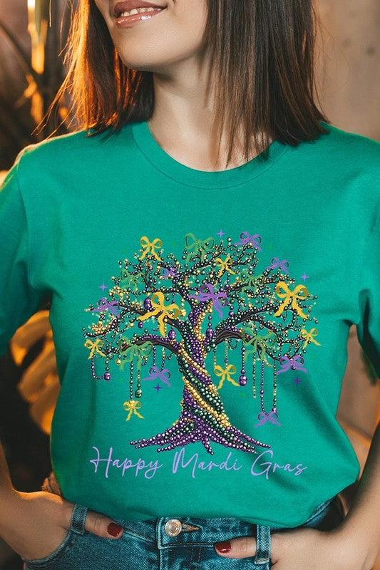Happy Mardi Gras Tree Graphic Tee