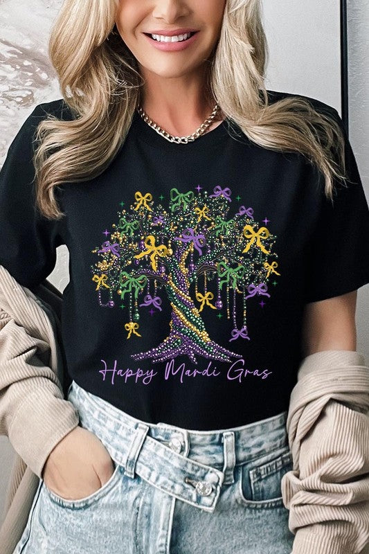 Happy Mardi Gras Tree Graphic Tee