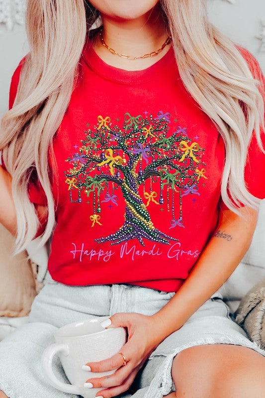 Happy Mardi Gras Tree Graphic Tee
