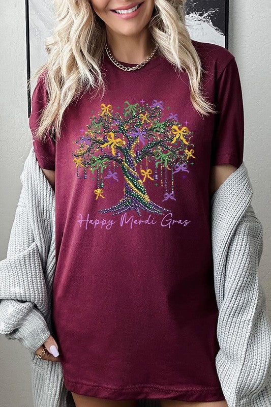 Happy Mardi Gras Tree Graphic Tee