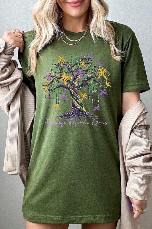 Happy Mardi Gras Tree Graphic Tee