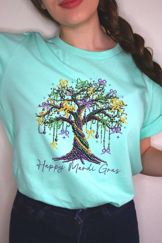 Happy Mardi Gras Tree Graphic Tee