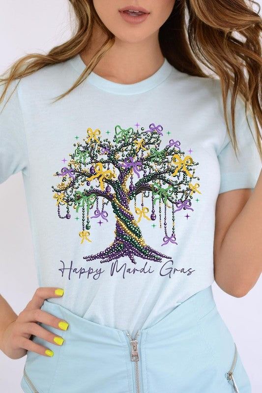 Happy Mardi Gras Tree Graphic Tee