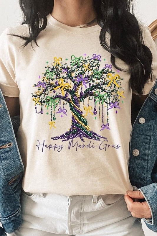 Happy Mardi Gras Tree Graphic Tee