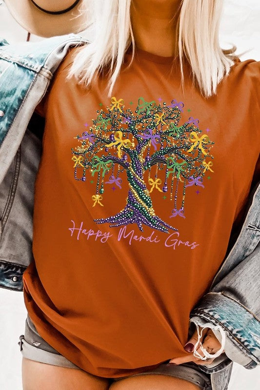 Happy Mardi Gras Tree Graphic Tee