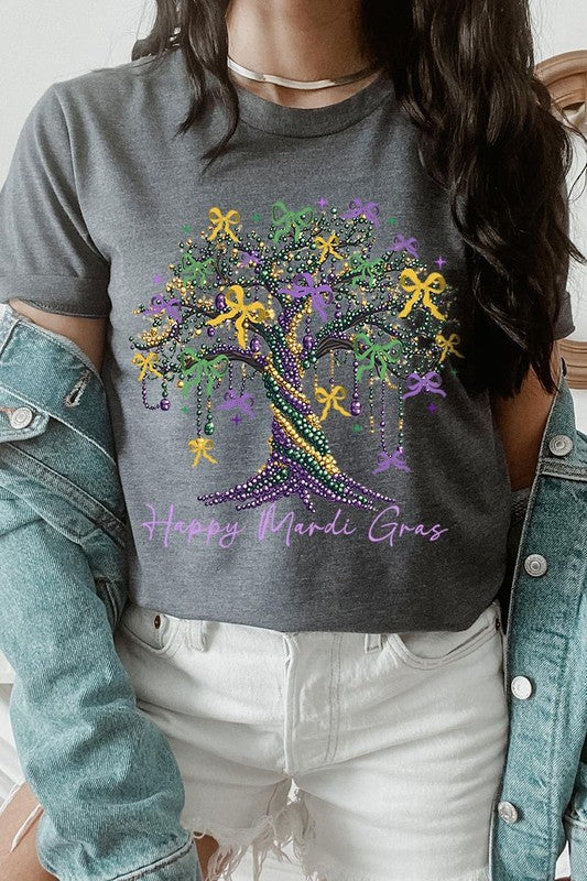 Happy Mardi Gras Tree Graphic Tee