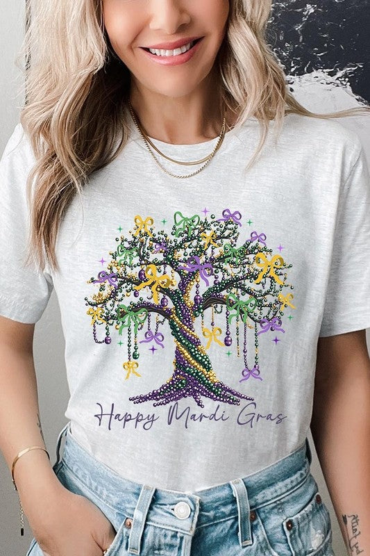 Happy Mardi Gras Tree Graphic Tee