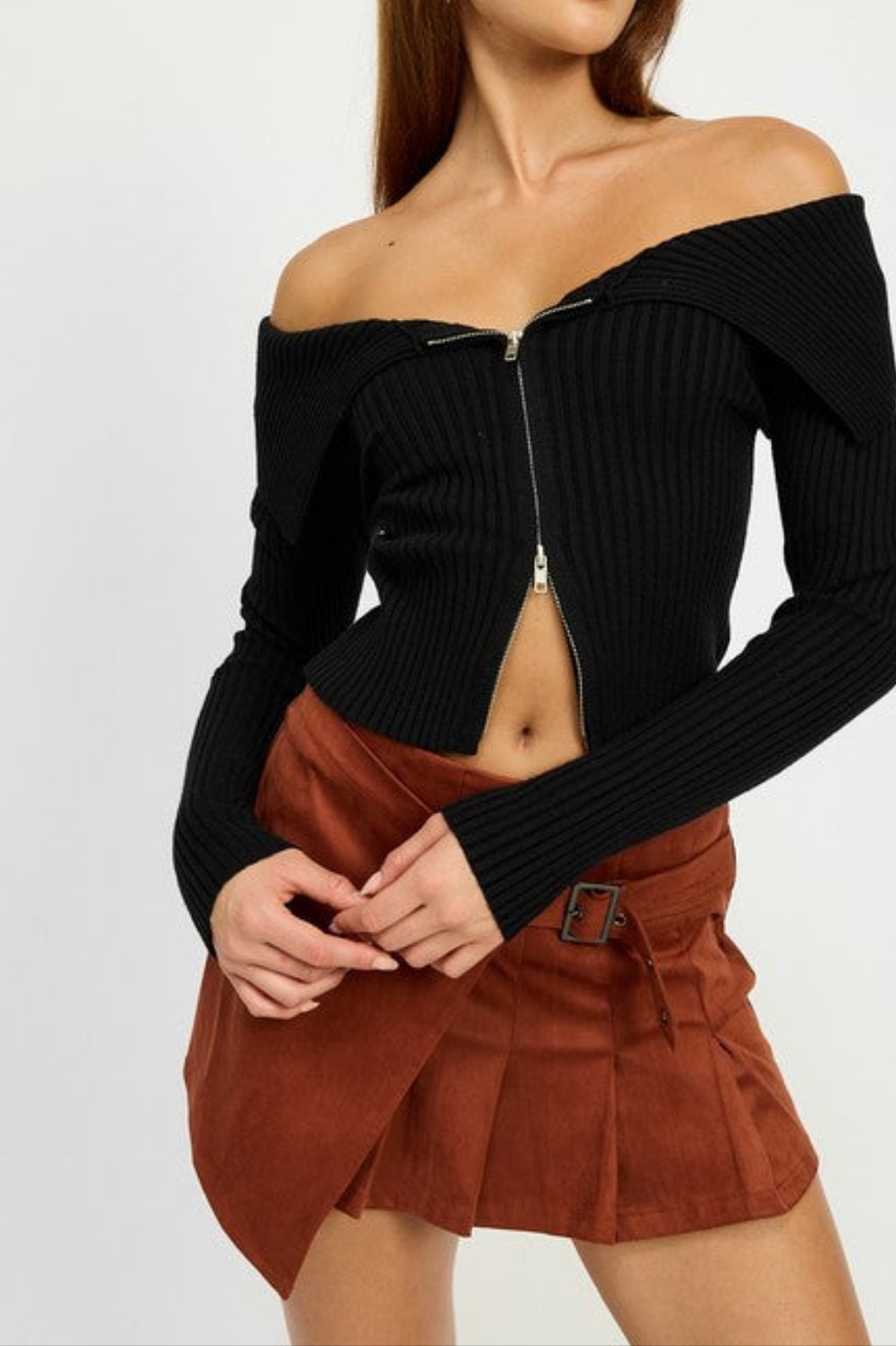 WRAPPED BUCKLE BELT MINI SKIRT