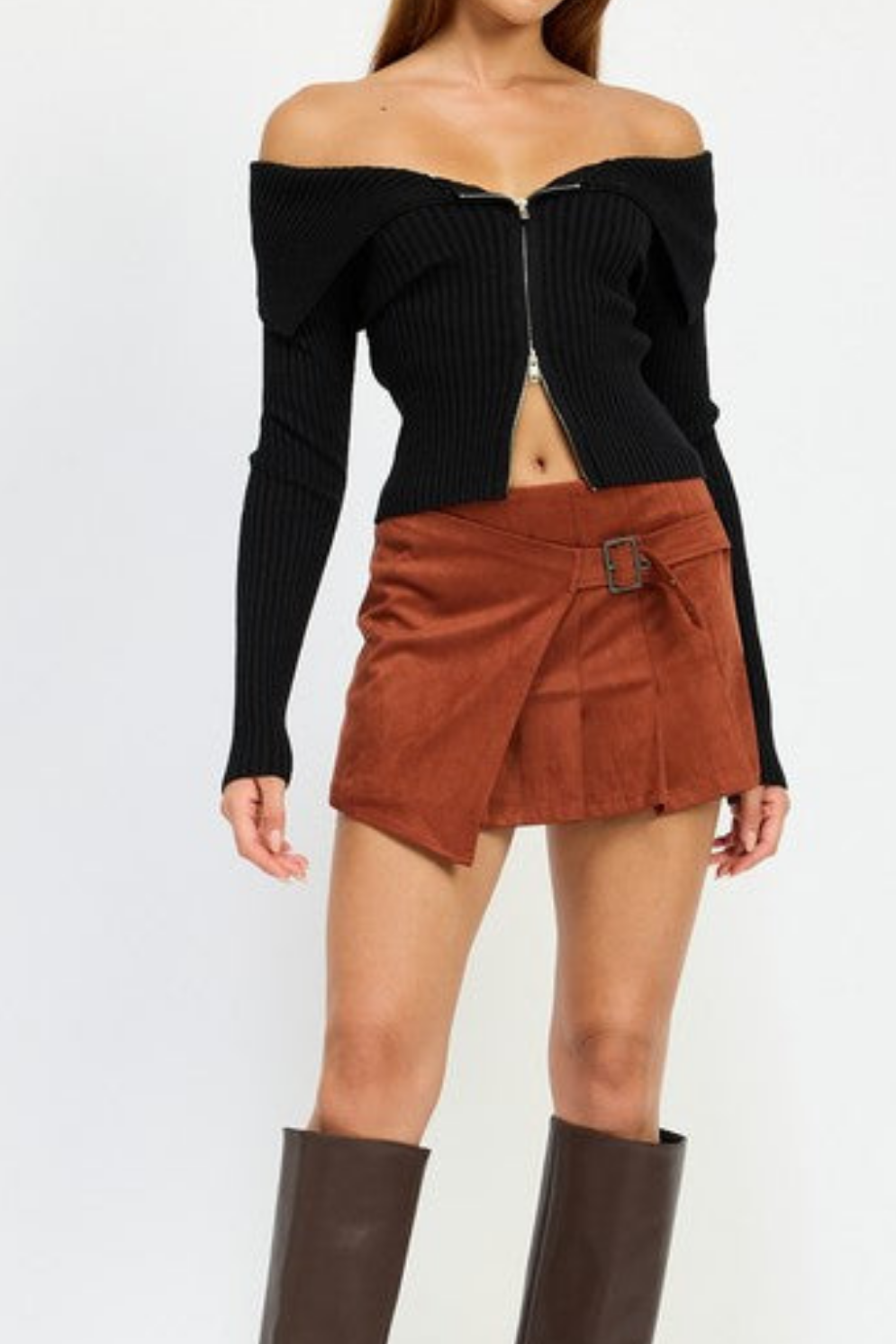 WRAPPED BUCKLE BELT MINI SKIRT