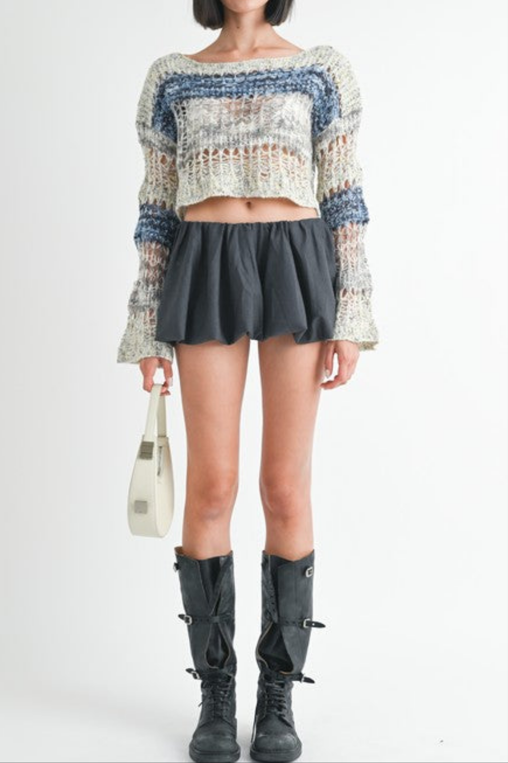 LOOSE KNITTED CROP SWEATER