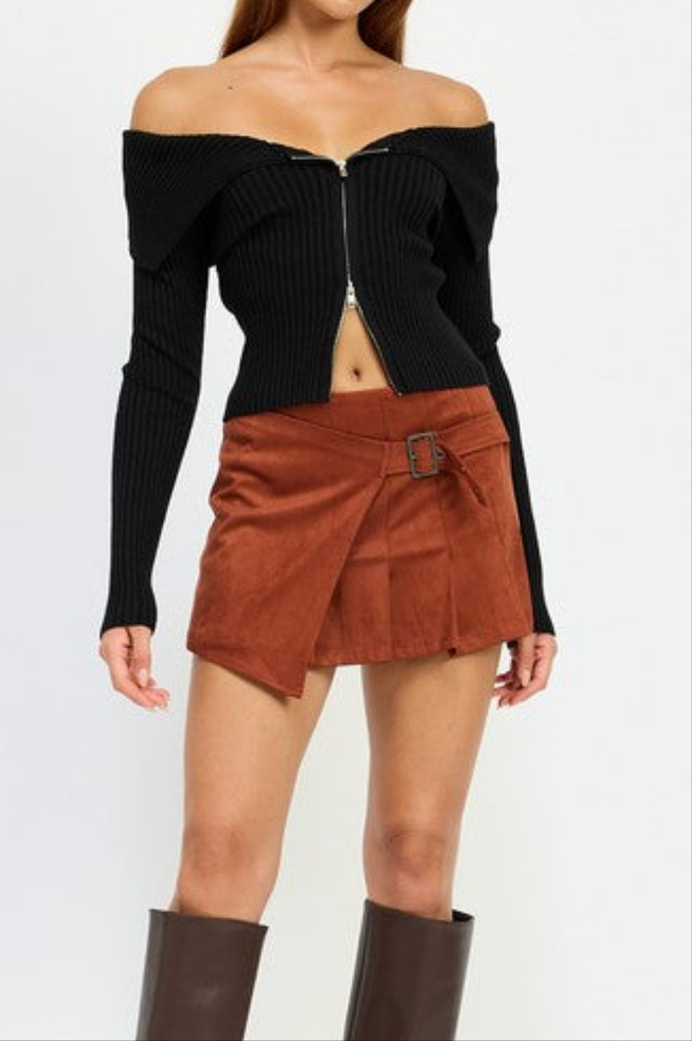 WRAPPED BUCKLE BELT MINI SKIRT