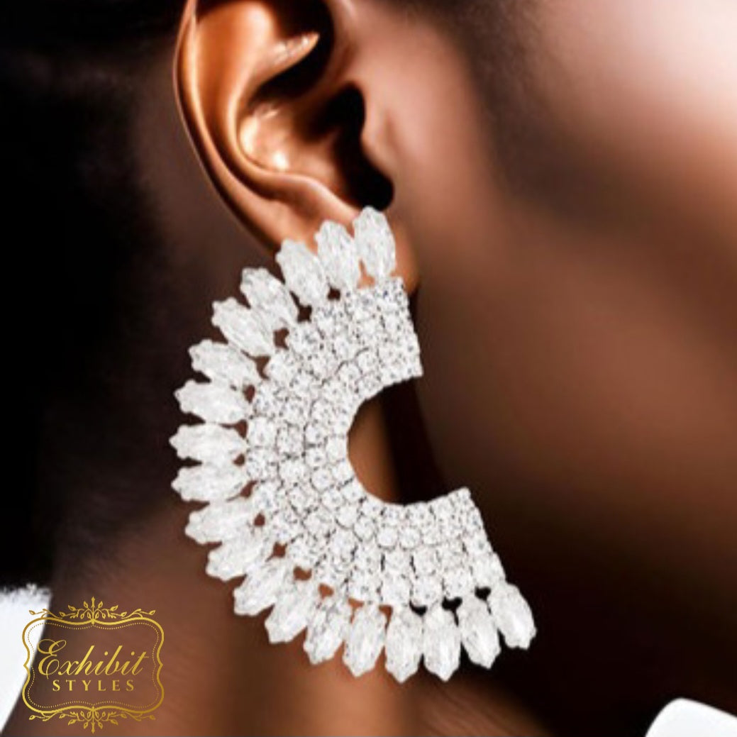 Semi-Circle Rhinestone Earrings