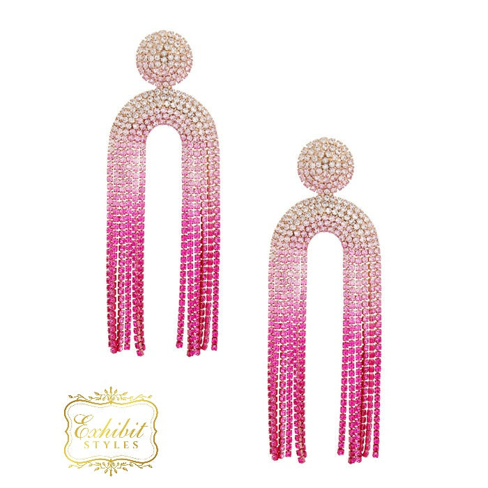 Rhinestone Arch Fringe Earrings