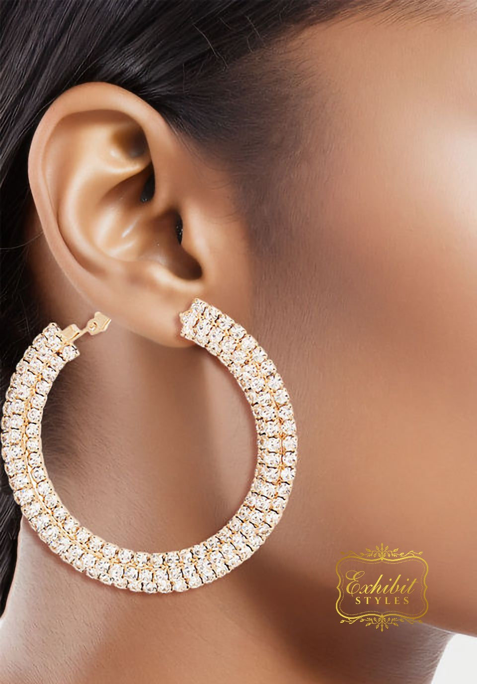 Pave Stacked Hoop Earrings