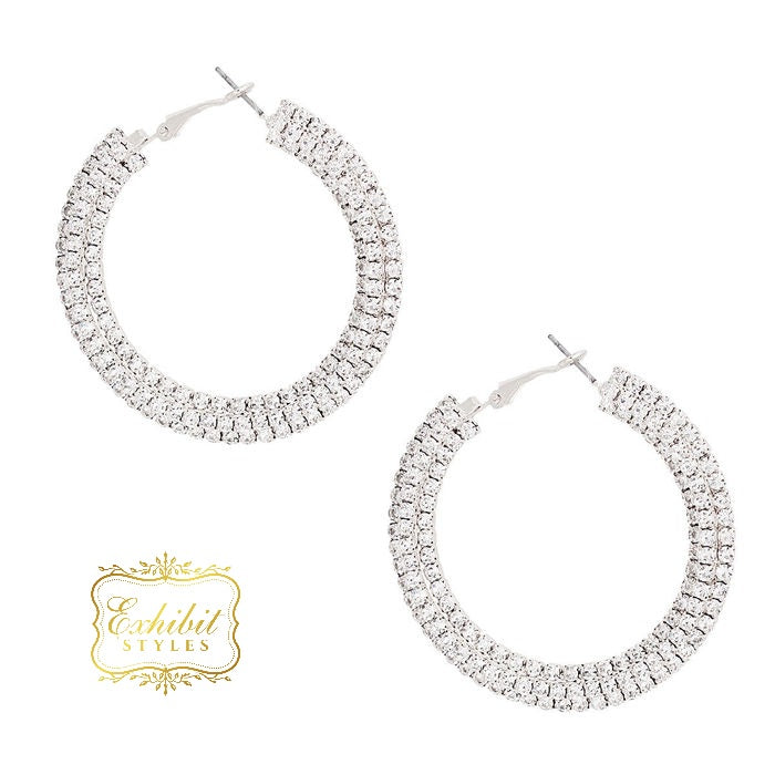 Pave Stacked Hoop Earrings