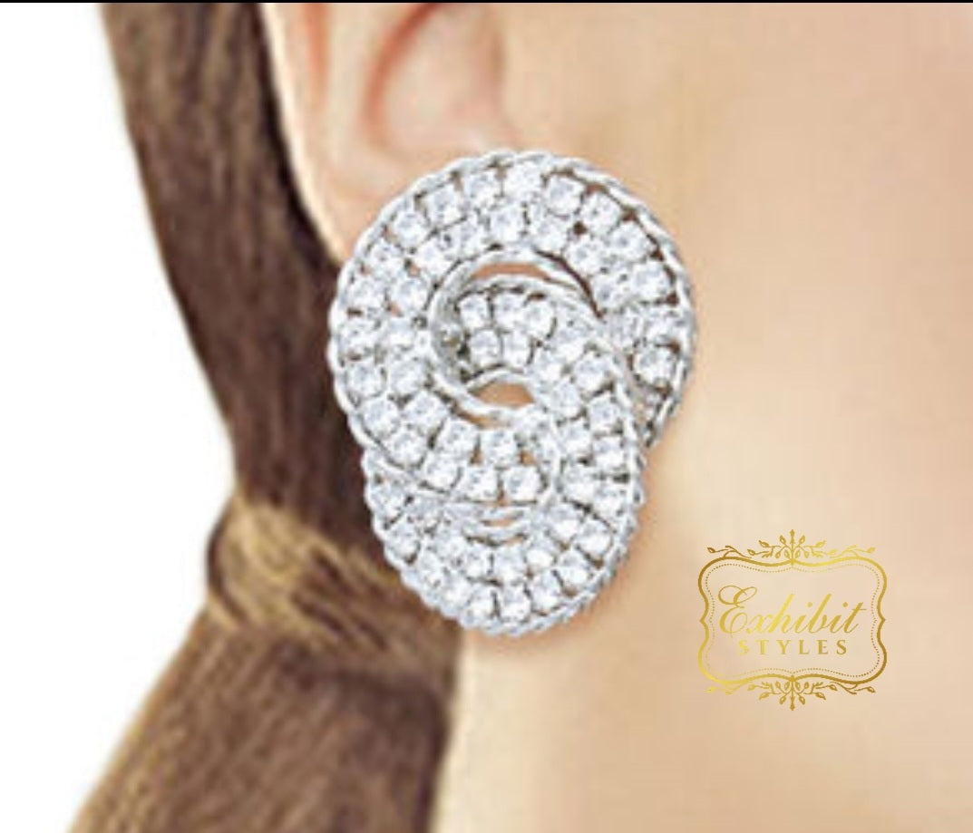 Double Hooked Ring Stud Earrings