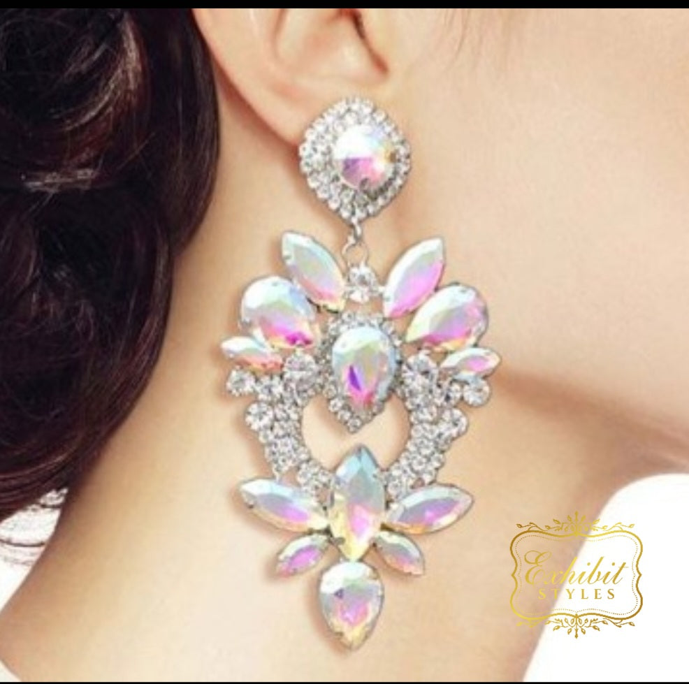 Glass Crystals Heart Earrings