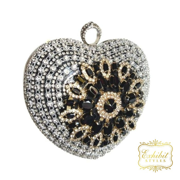 Crystal Heart Clutch Bag