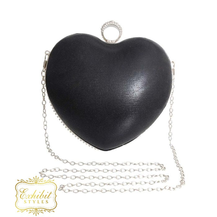 Crystal Heart Clutch Bag