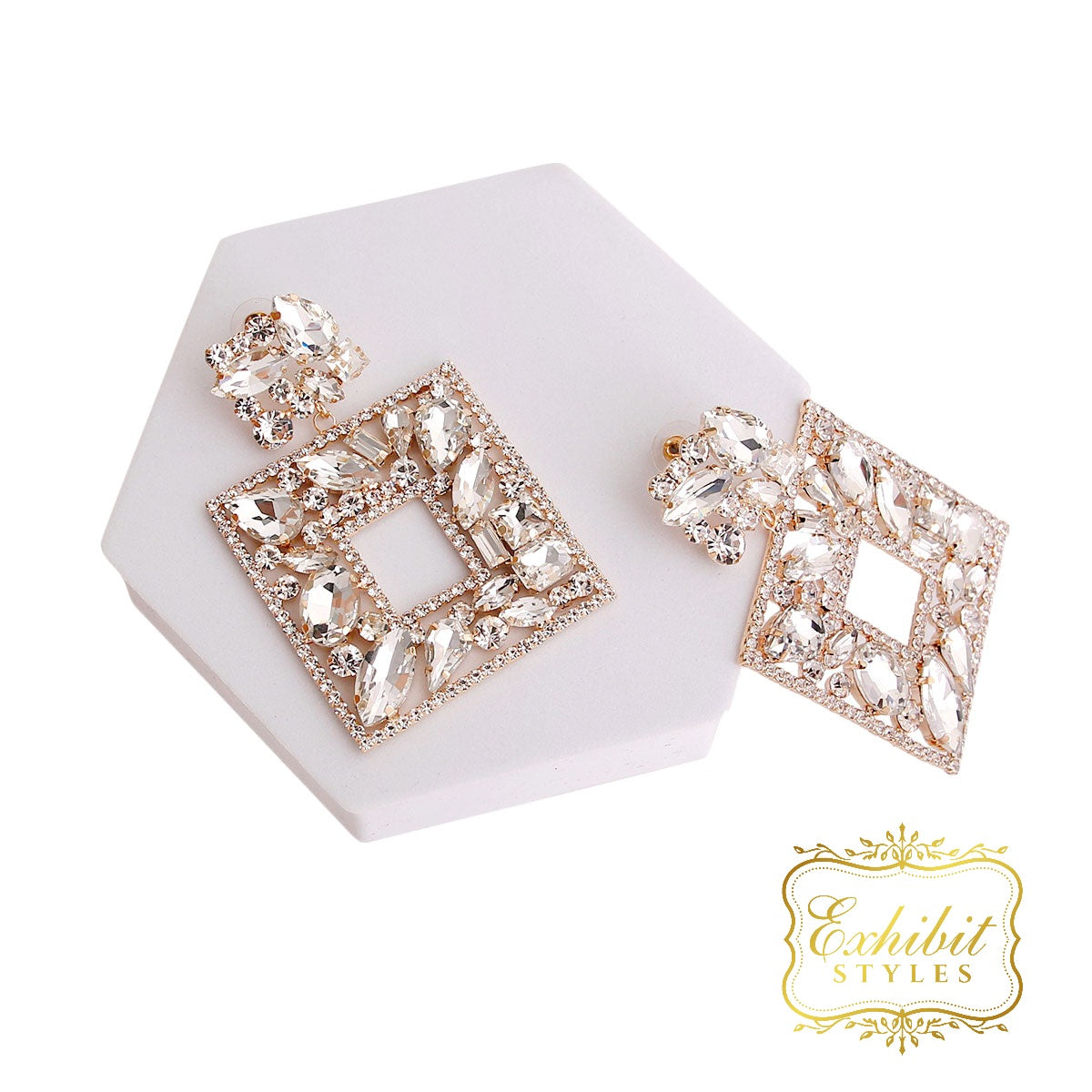 Crystal Square Drop Earrings