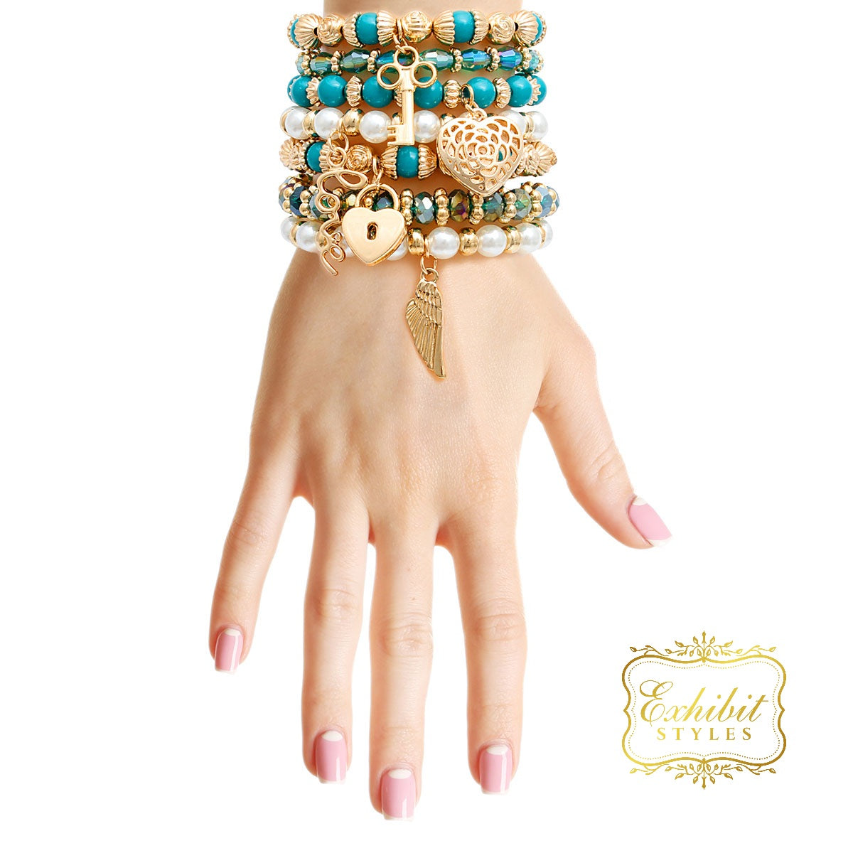 Teal Beads Bracelet Set