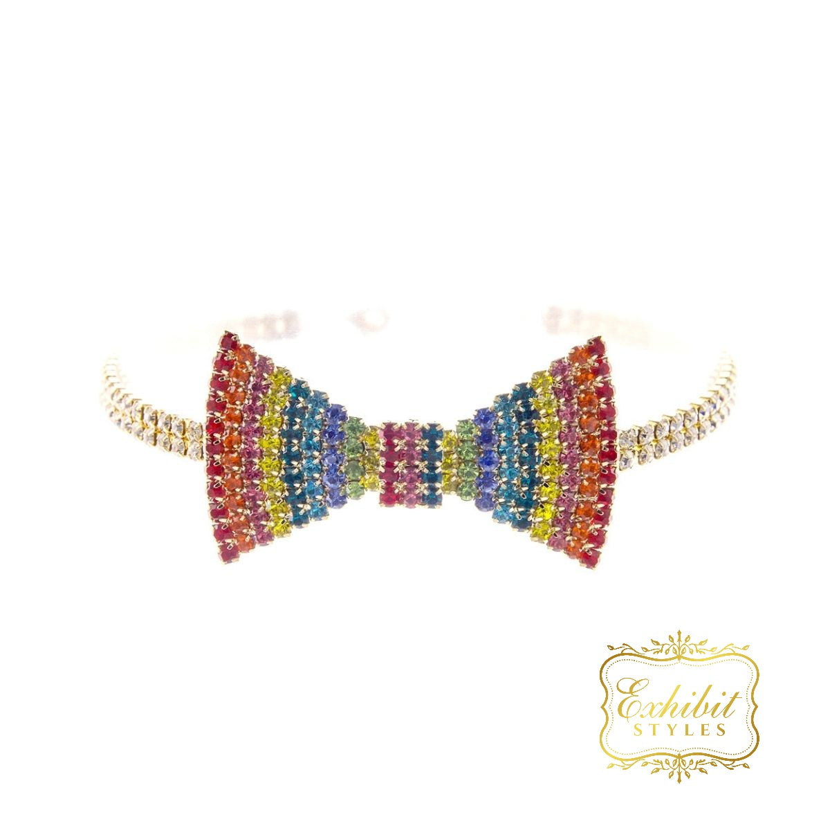 Rainbow Bow Tie Choker