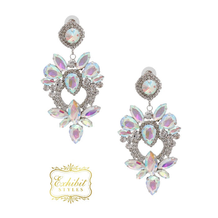 Glass Crystals Heart Earrings