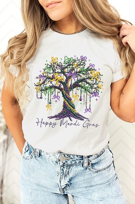 Happy Mardi Gras Tree Graphic Tee