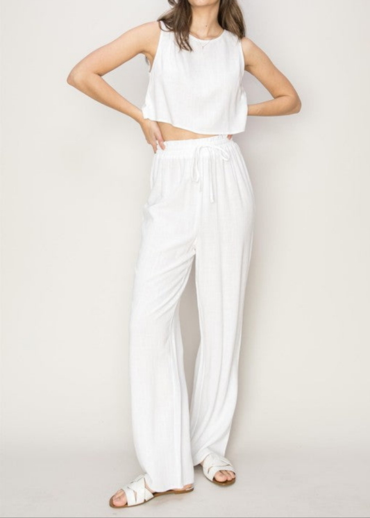 D-Linen Blended Top and Pants Set