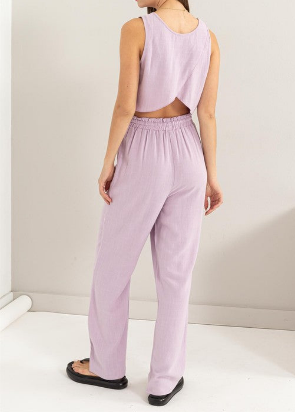 D-Linen Blended Top and Pants Set