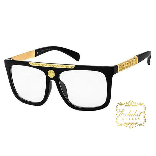 Gold Medallion Clear Sunglasses