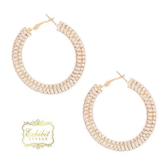 Pave Stacked Hoop Earrings