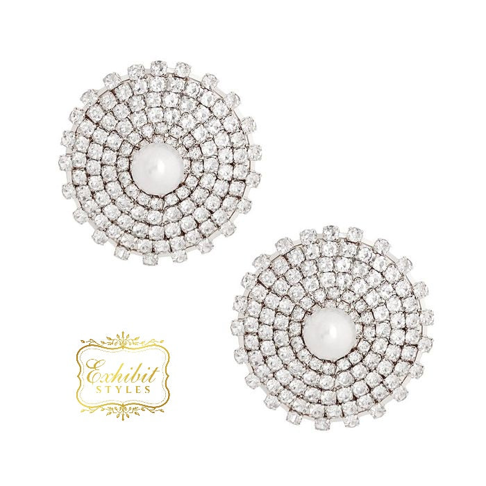 Pearl Center Stud Earrings