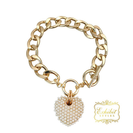 Pearl Heart Chain Bracelet