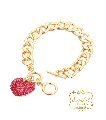 Pink Heart Chain Bracelet