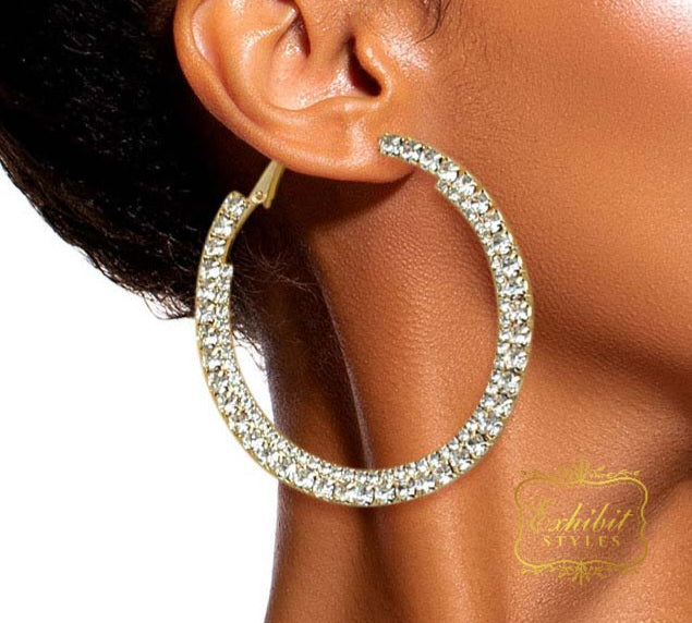 Crystal Rhinestone Hoop Earrings