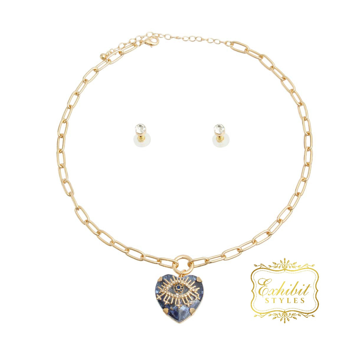 Crystal Heart Evil Eye Necklace